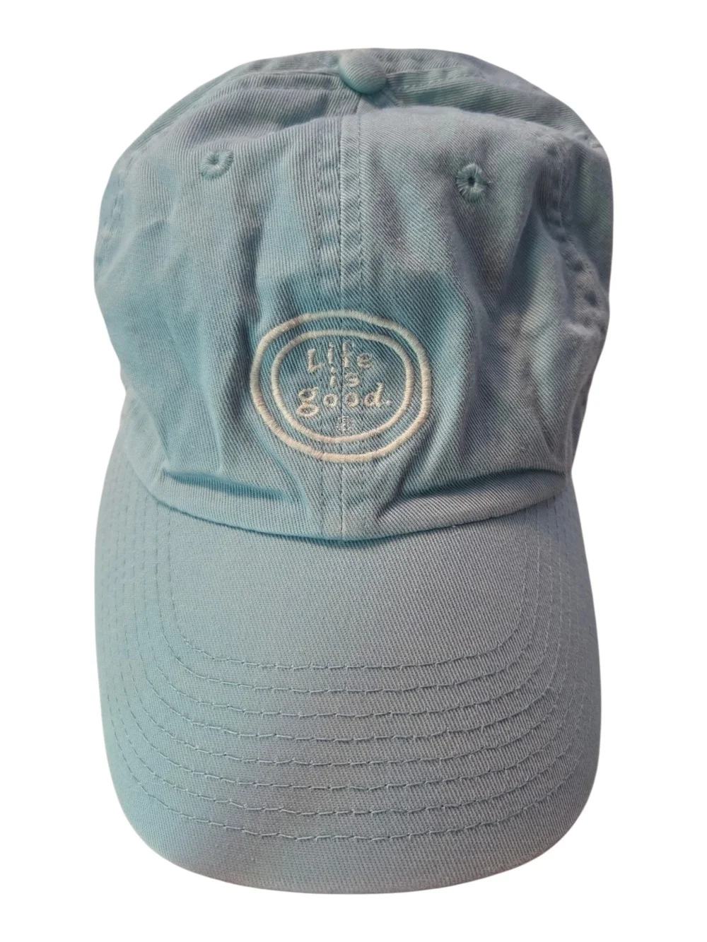 Life Is Good  Pastel Blue Baseball Hat with Embroidered Logo